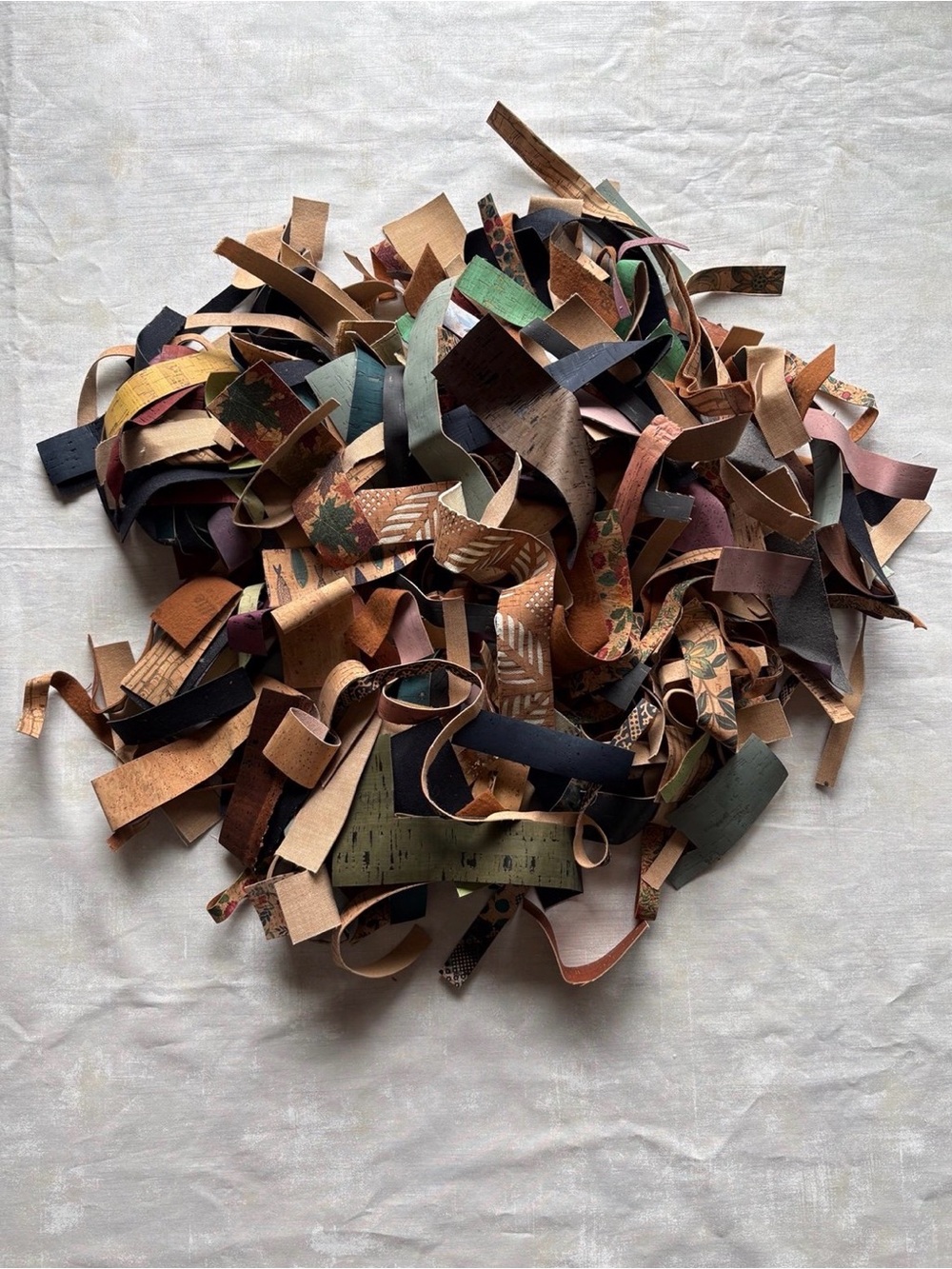 20 oz Sallie Tomato Premium Cork Fabric Strip Remnants Bulk Jewelry Craft Lot